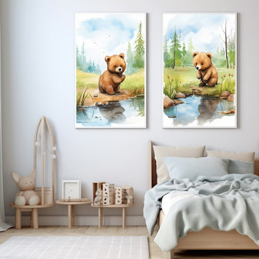 Bears in Forest Painting